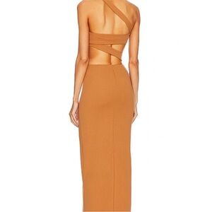 Michael Costello X revolve Tory Gown in Carmel brown